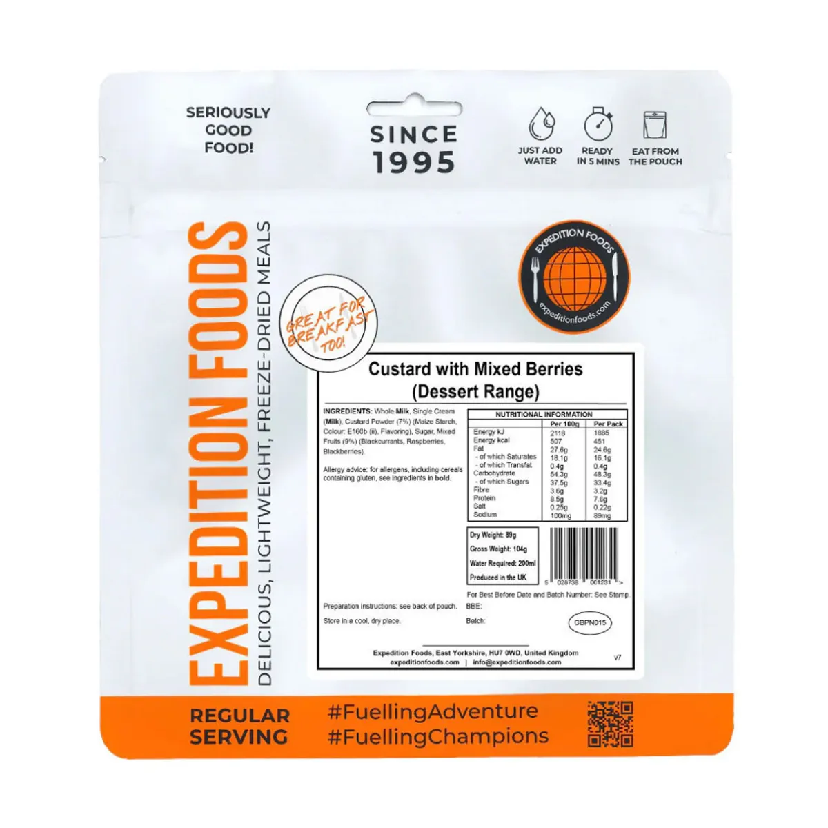 Expedition Foods Custard with Mixed Berries (Single Serving)
