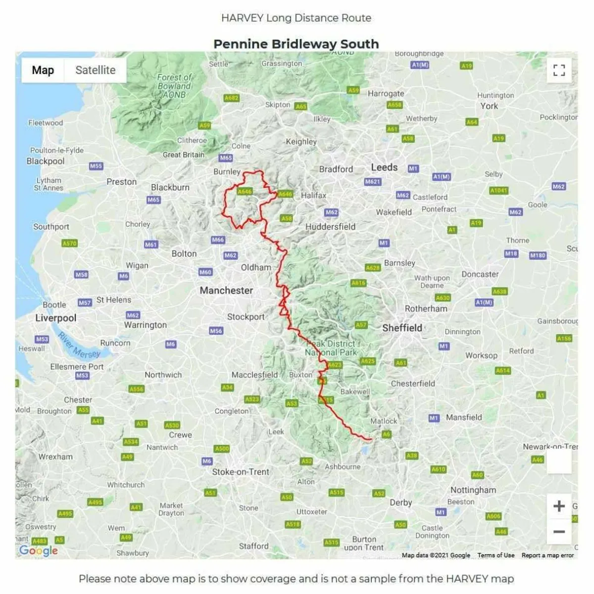Harvey Maps Trail Map XT40 - Pennine Bridleway South